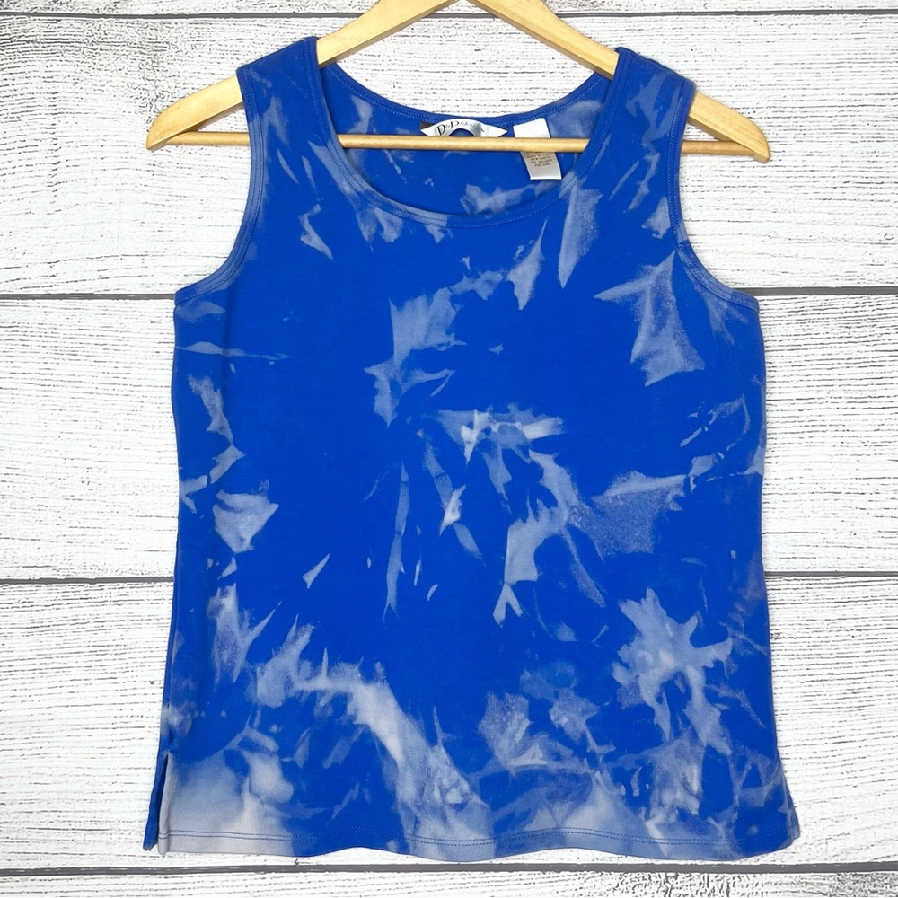 Hand Dyed Blue Cloudy Day Tie Dye Tank Top Size Small